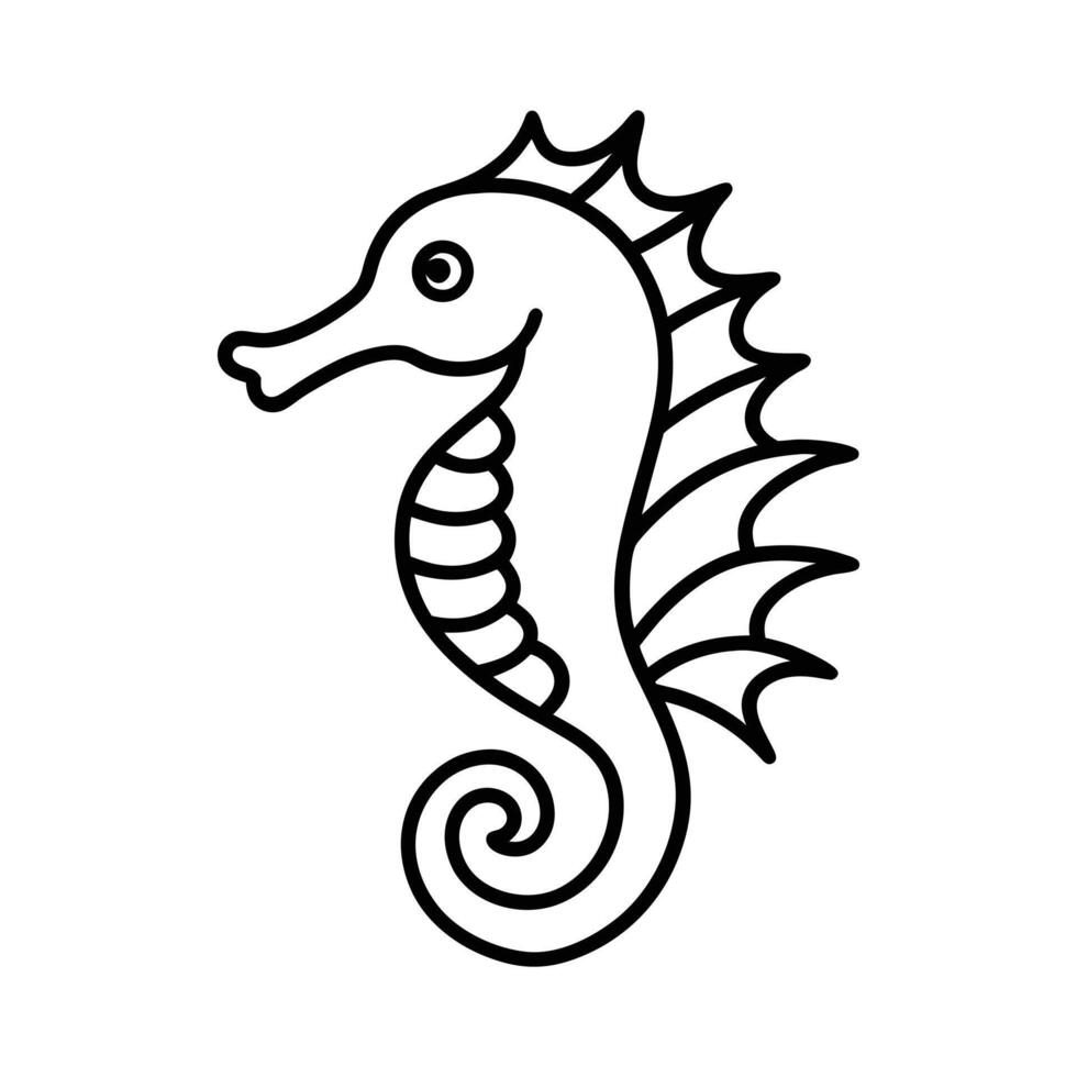 a black and white drawing of a seahorse vector