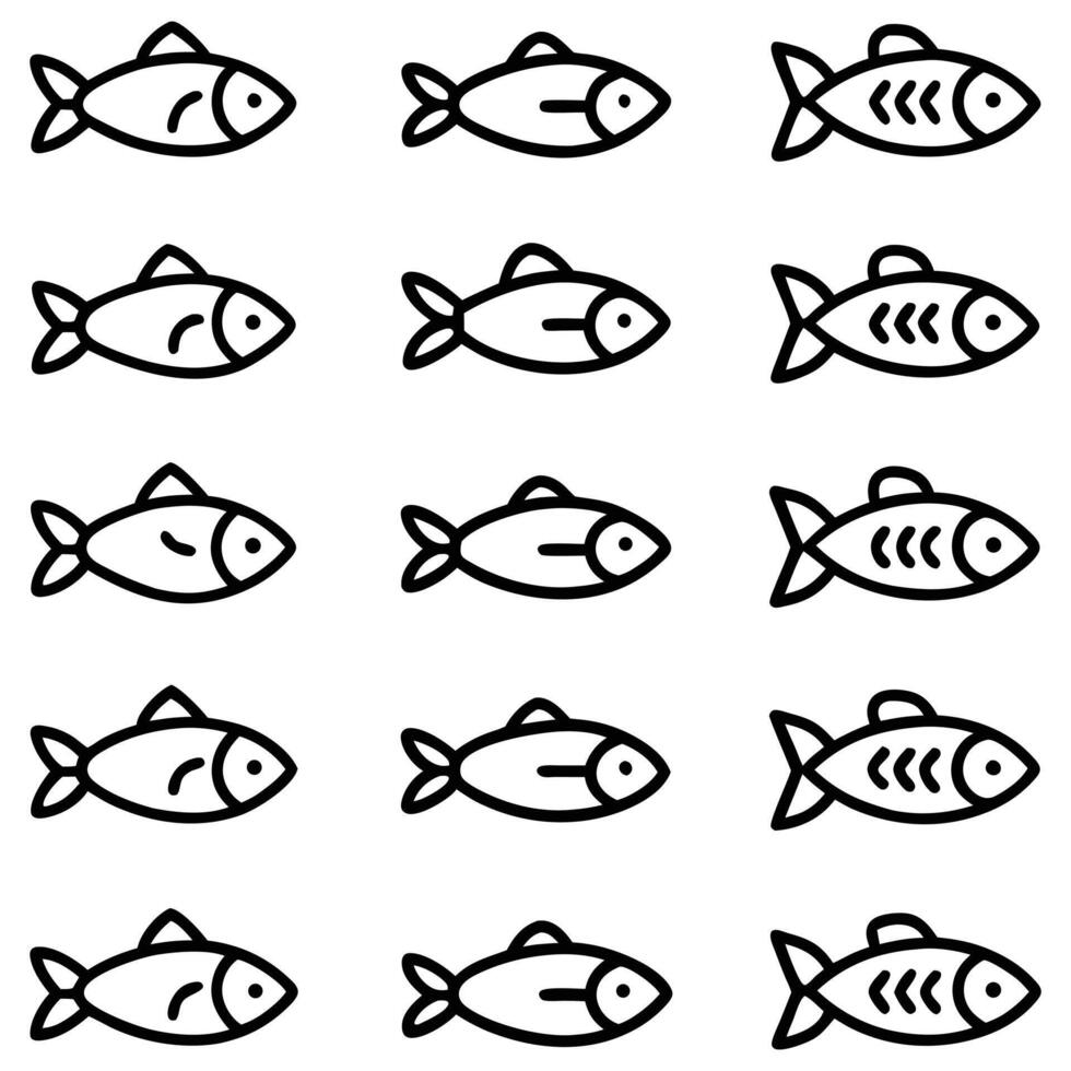 collection of big fish icon set design vector