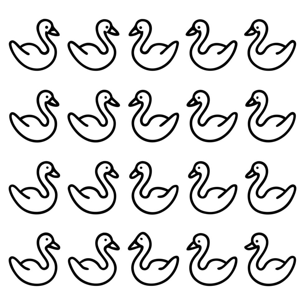 a group of ducks in a row on a white background vector