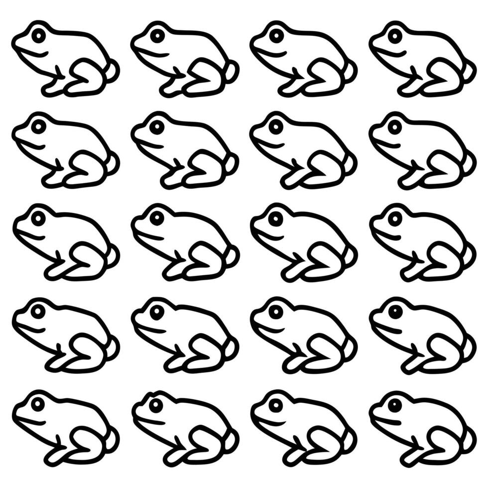 Set of frogs in a row with white background vector