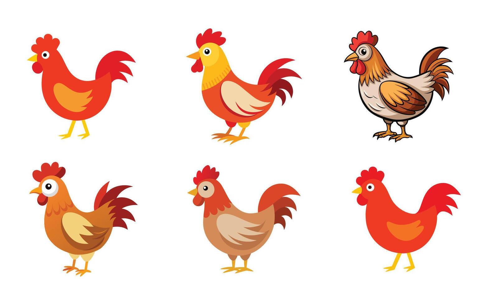 A hen set illustration of chicken vector