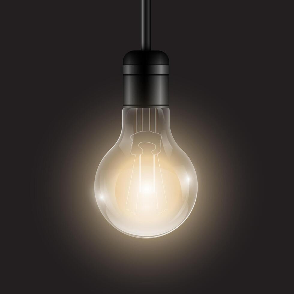Realistic retro light bulb. Decorative vintage design edison lightbulb vector