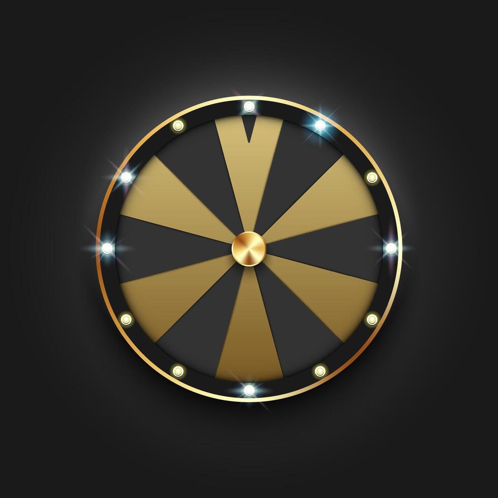 Luxury spinning gold fortune wheel, lucky roulette, online promotion events vector