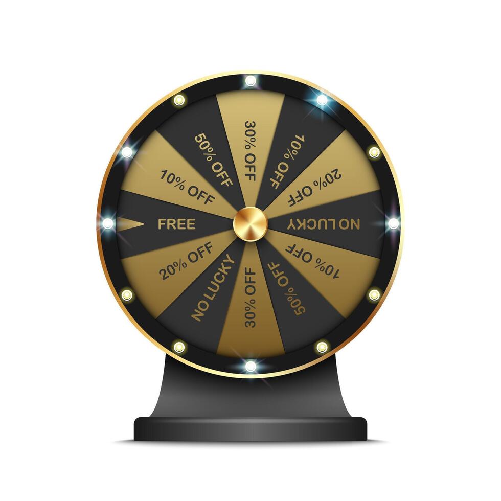 Luxury spinning golden fortune wheel, lucky roulette, online promotion events vector