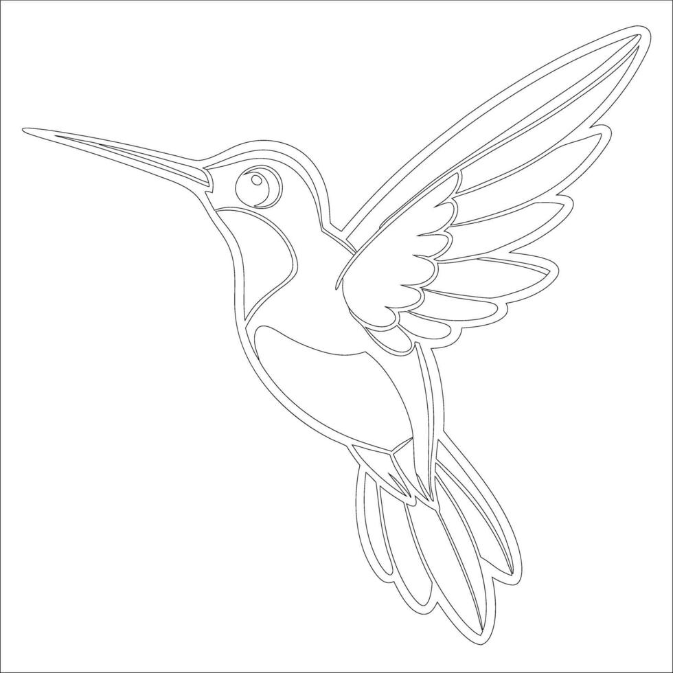 Hummingbird in Flight -Easy Doodle Coloring Page for Creative Minds vector