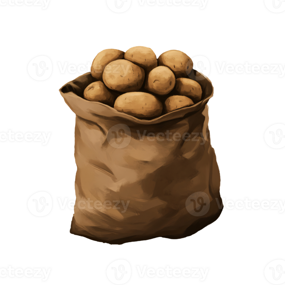 A bundle of potatoes inside a storage bag png