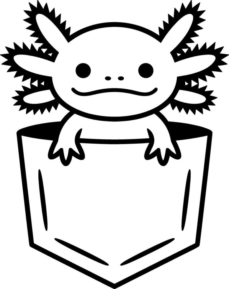 Axolotl Peeking from Pocket Line Drawing vector