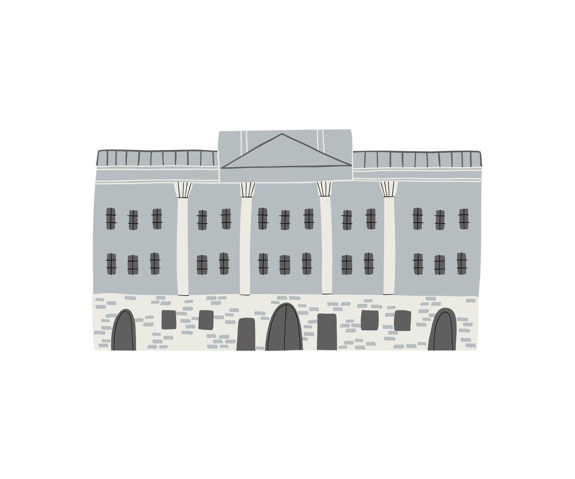 Illustration of a classical building with columns, resembling a government or historical structure. Suitable for architectural or urban-themed content vector