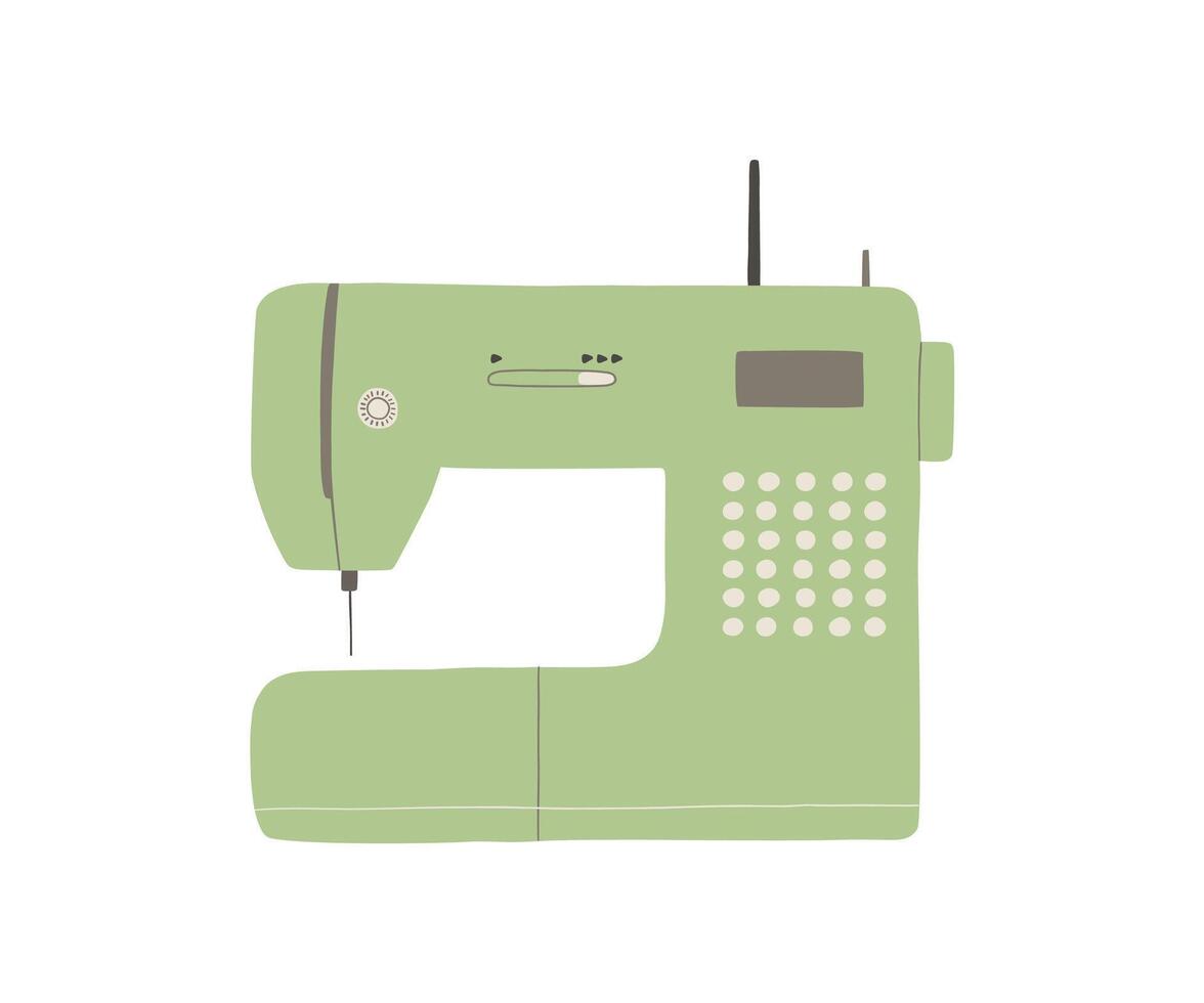 image of a modern green sewing machine. Great for use in tailoring, fashion, and DIY-themed illustrations vector