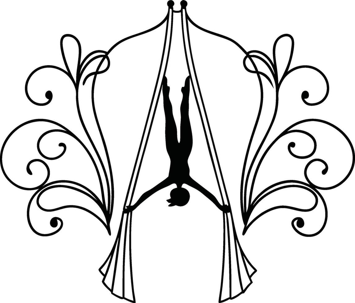 Aerial Silks Grace Art Logo Set Of Silhouette vector
