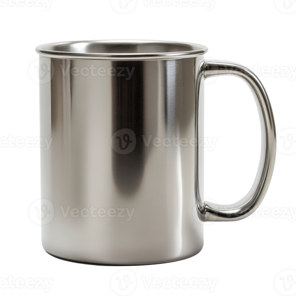 versatile stainless steel mug with a classic handle isolated on transparent background png