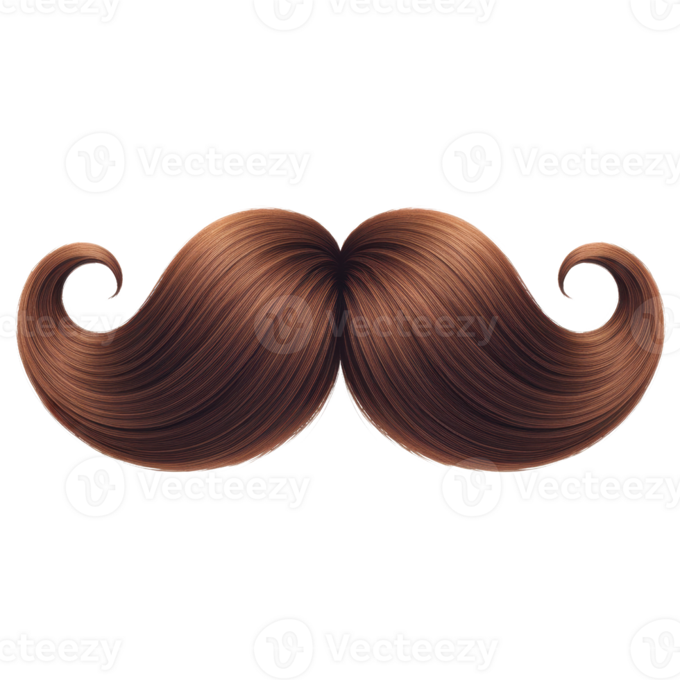 Stylized mustache with curled ends isolated on transparent background png
