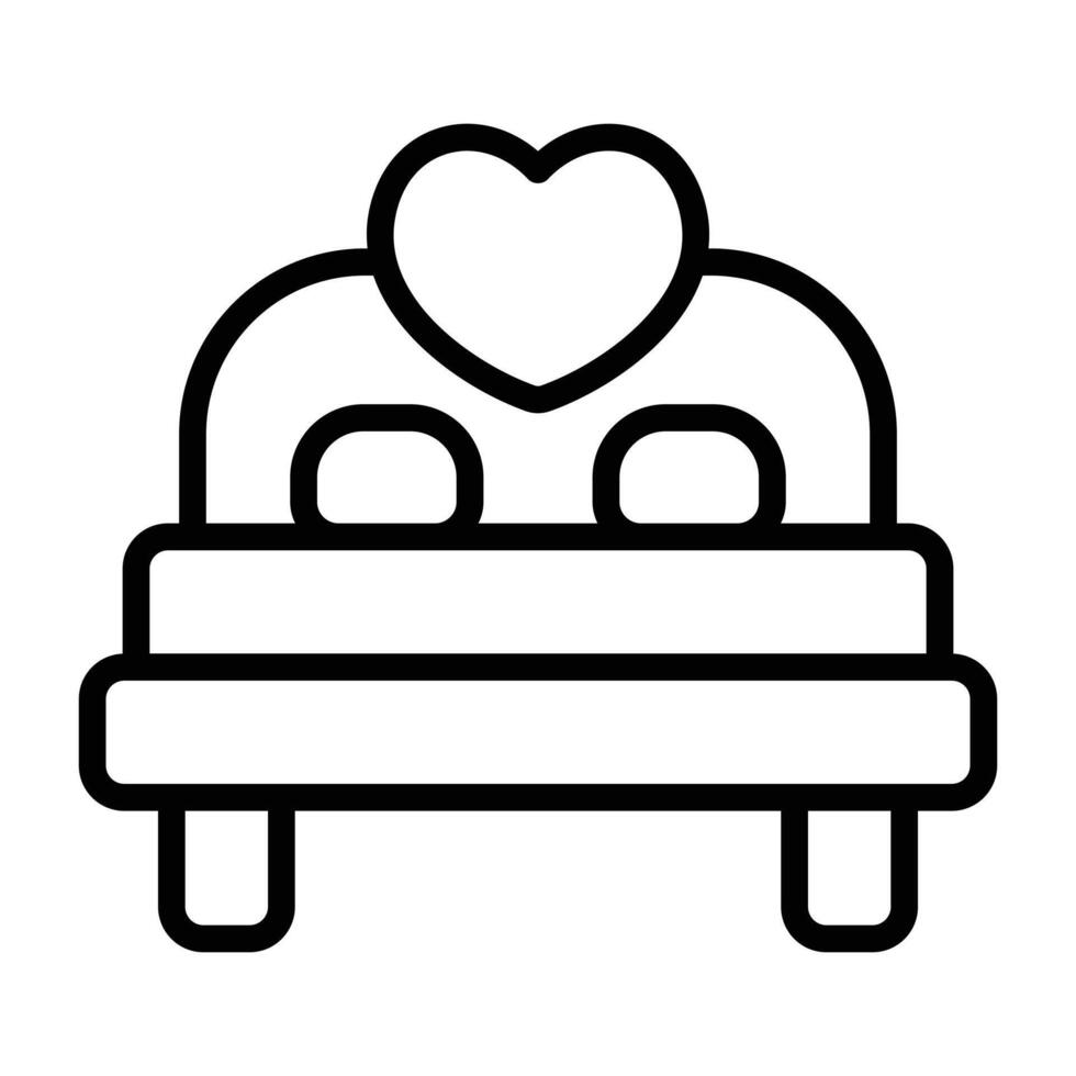 Simple Double Bed outline icon. The icon can be used for websites, print templates, presentation templates, illustrations, etc vector