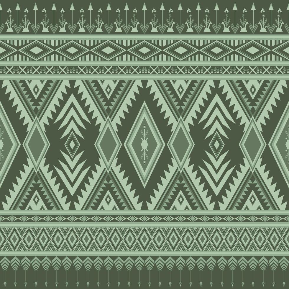 Green Native southwest Ethnic pattern. vector
