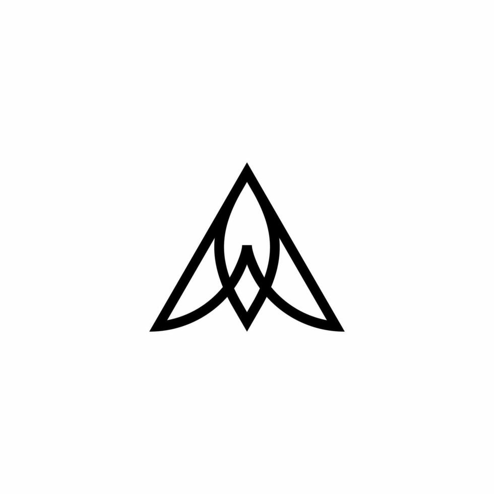 Minimalist and elegant leaf logo in the shape of the letter A vector