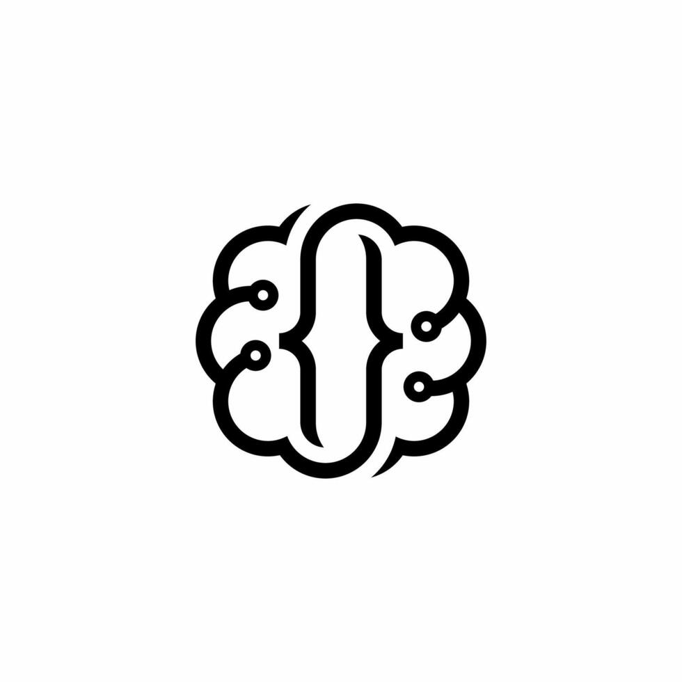 Brain shape logo with dot technology combination vector