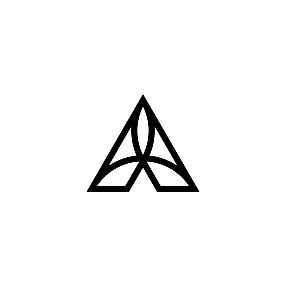 A minimalist and elegant leaf symbol in the shape of the letter A. vector