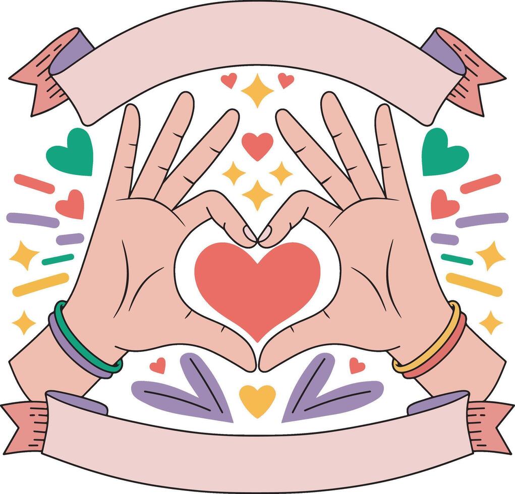 Two hands make love sign design art vector