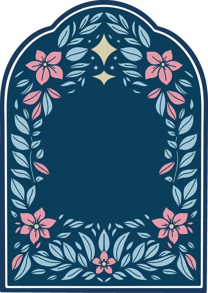 floral frame with flower and leaf illustration vector