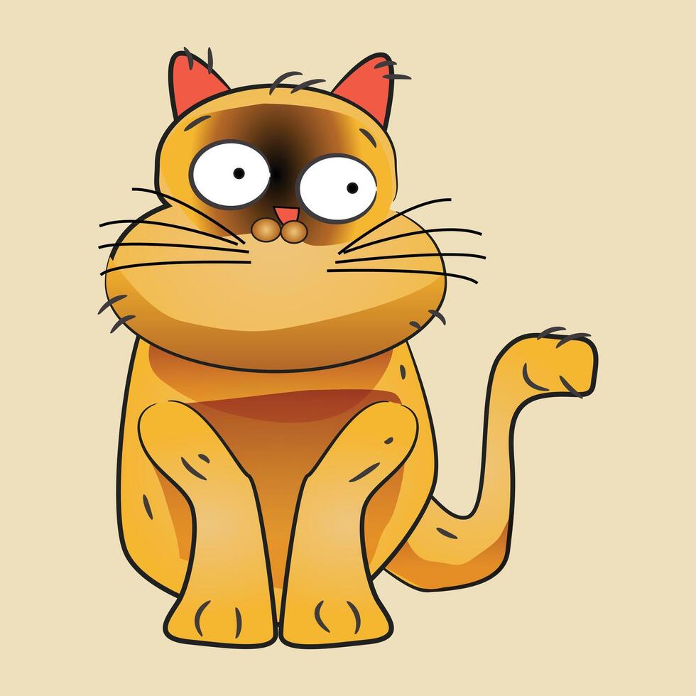 Cute Happy Cartoon Cat Illustration vector