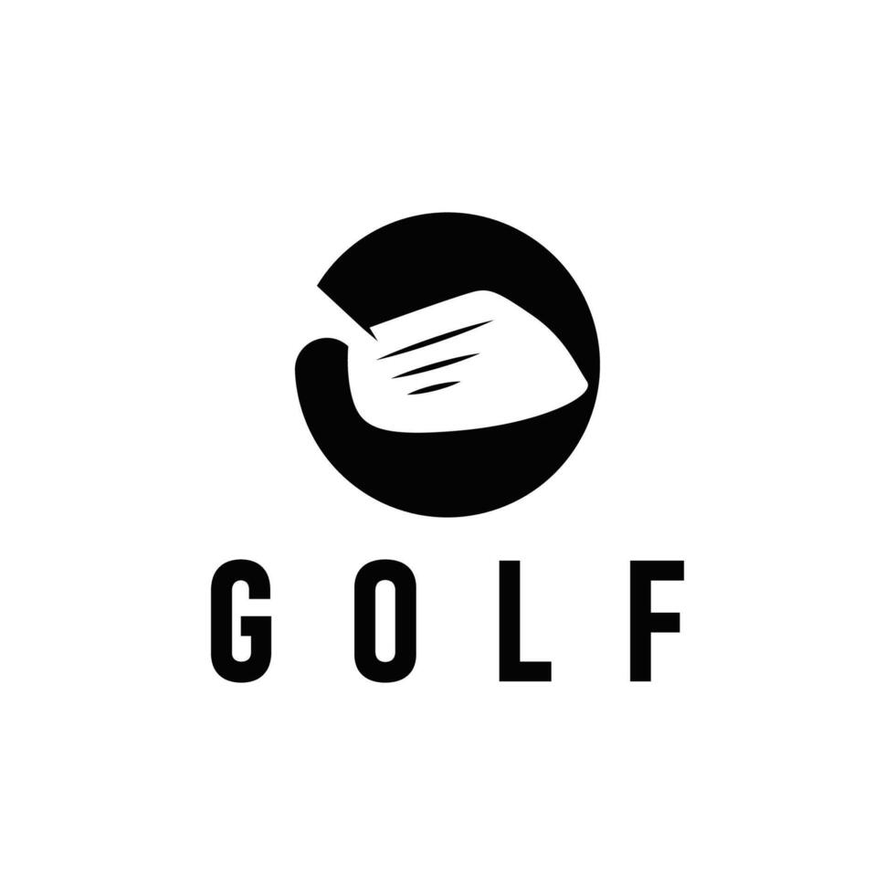 golf logo design outdoor sport with simple design ball and golf stick black silhouette as symbol illustration template of sport branch vector