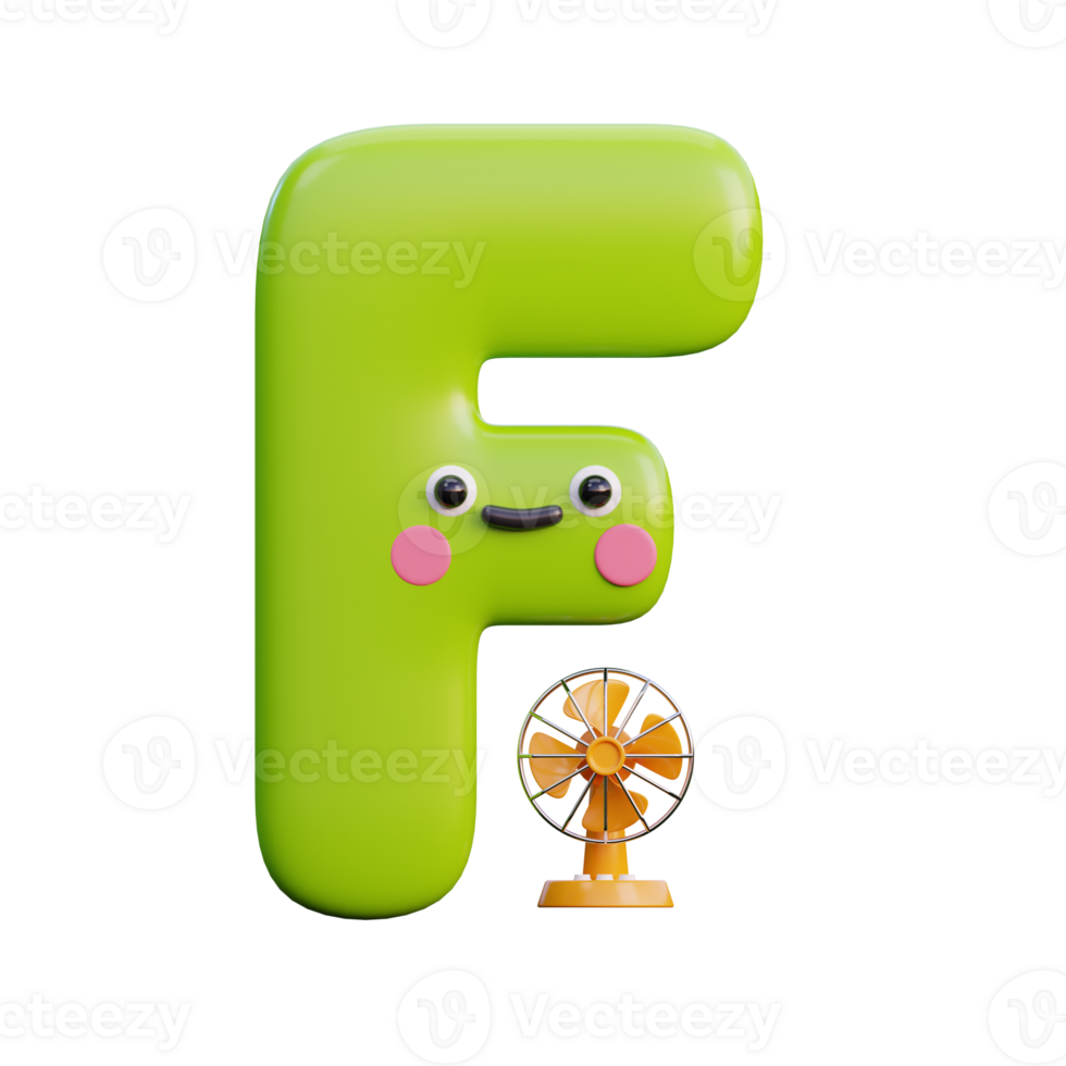 a green letter f with a fan png