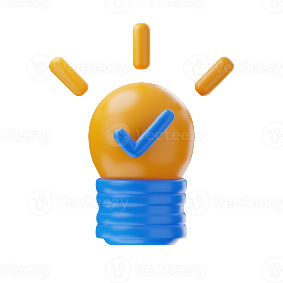 an idea light bulb icon with a check mark on it png
