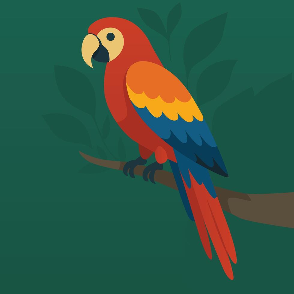 Colorful Macaw Parrot Flat Illustration vector
