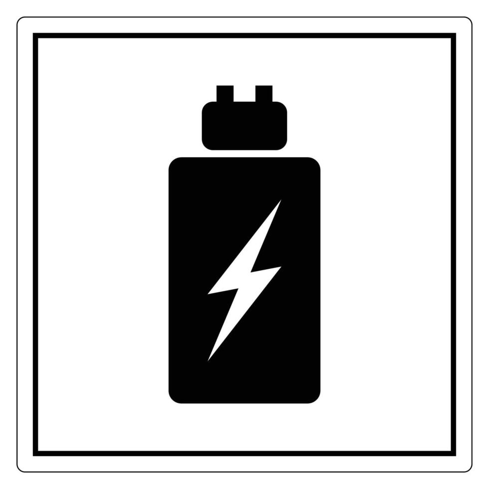 Symbol Simple Icon of a Battery with Lightning Bolt Symbol vector