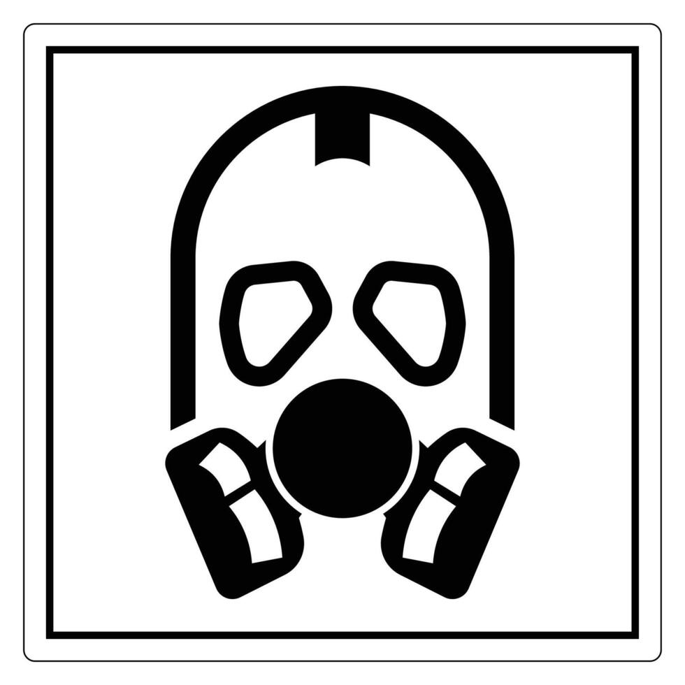 Black and White Icon of a Gas Mask Symbolizing Safety and Protection vector
