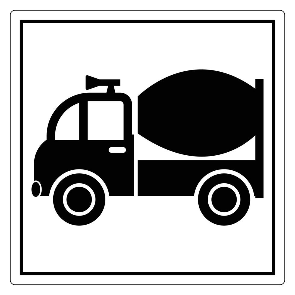 Symbol Concrete Mixer Truck Icon for Construction Projects vector