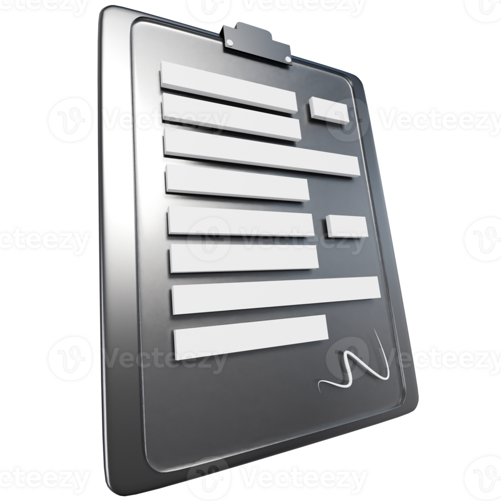 3D illustration of a business contract with a signature png