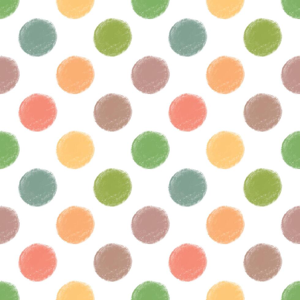 colorful large polka dot seamless pattern. textured hand drawn geometric shapes pattern on white background vector