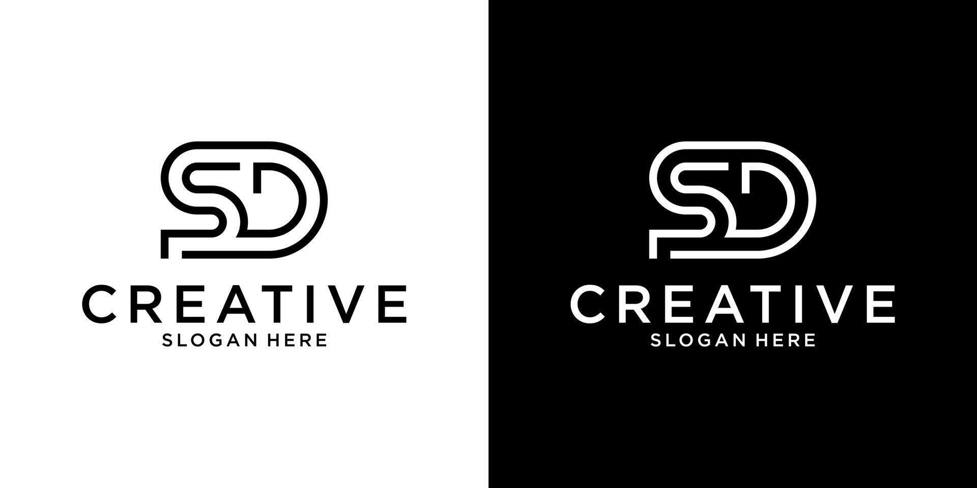 SD or DS initial letter logo design templat vector