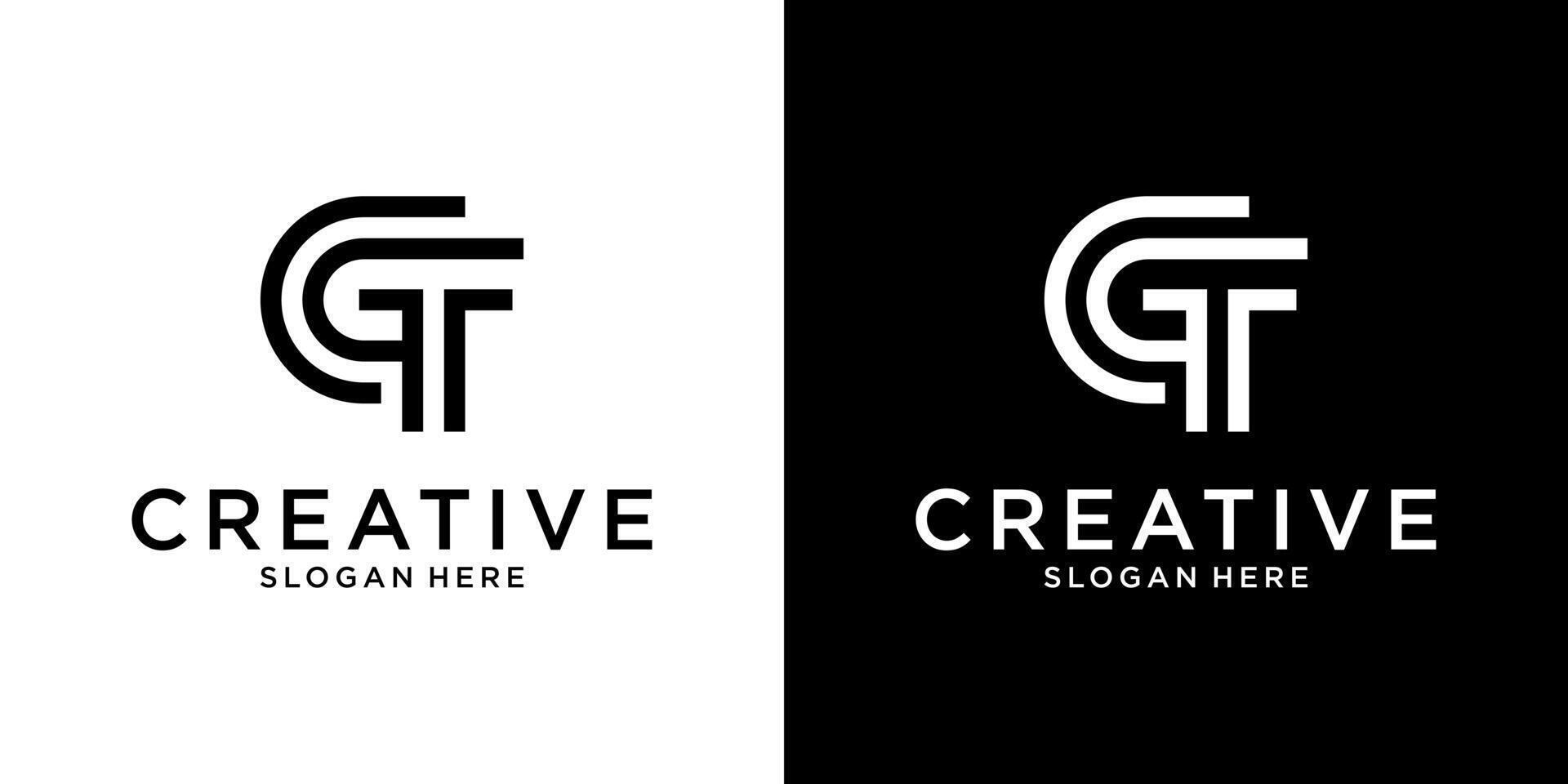 GT or TG initial letter logo design vector