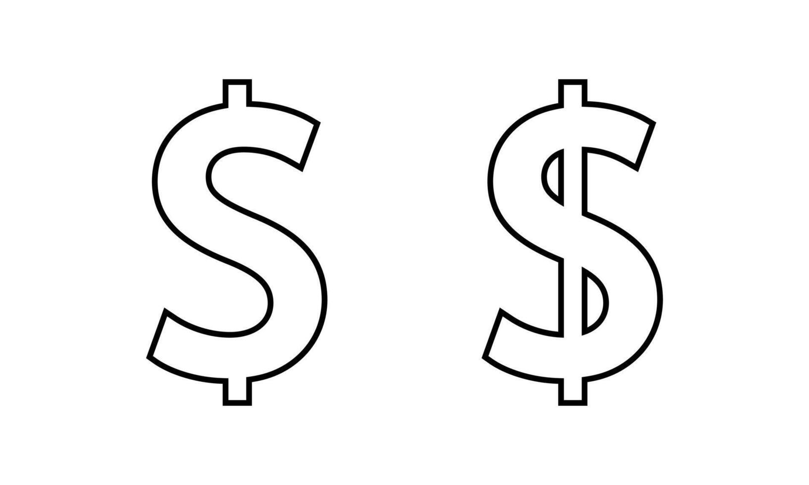 Dollar, money outline icon. USD currency sign symbol vector