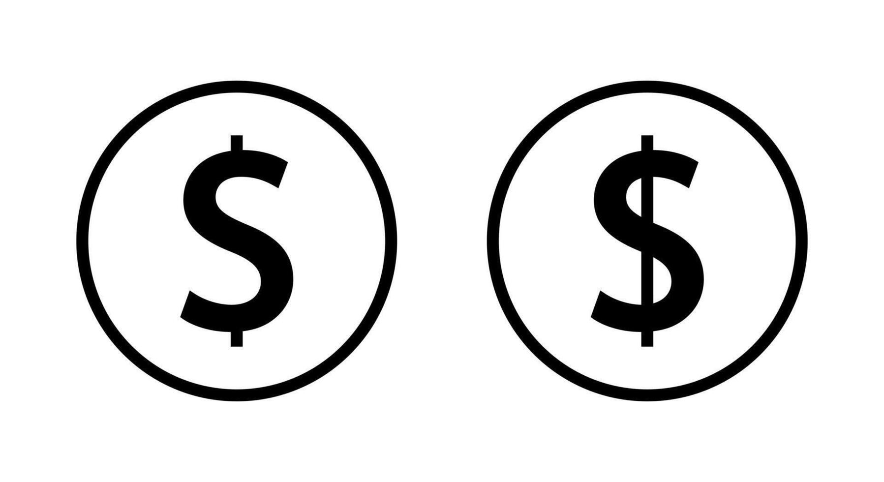 Dollar, money icon on circle line. USD currency sign symbol vector