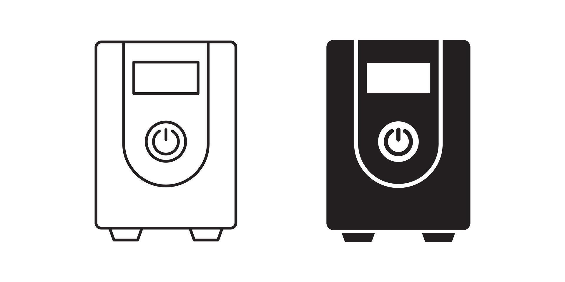 front view uninterruptible power supply UPS icon set vector