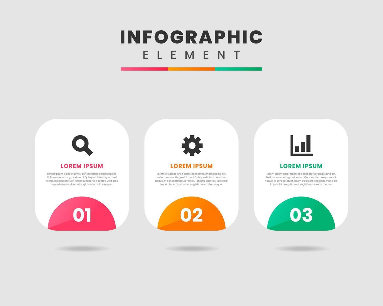 Infographic Element Design icon templates with 3 options or steps. vector