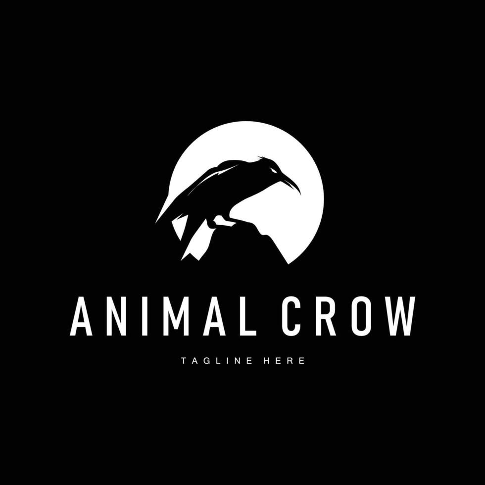 crow logo with minimalist black depicting crow bird template symbol with simple black vector