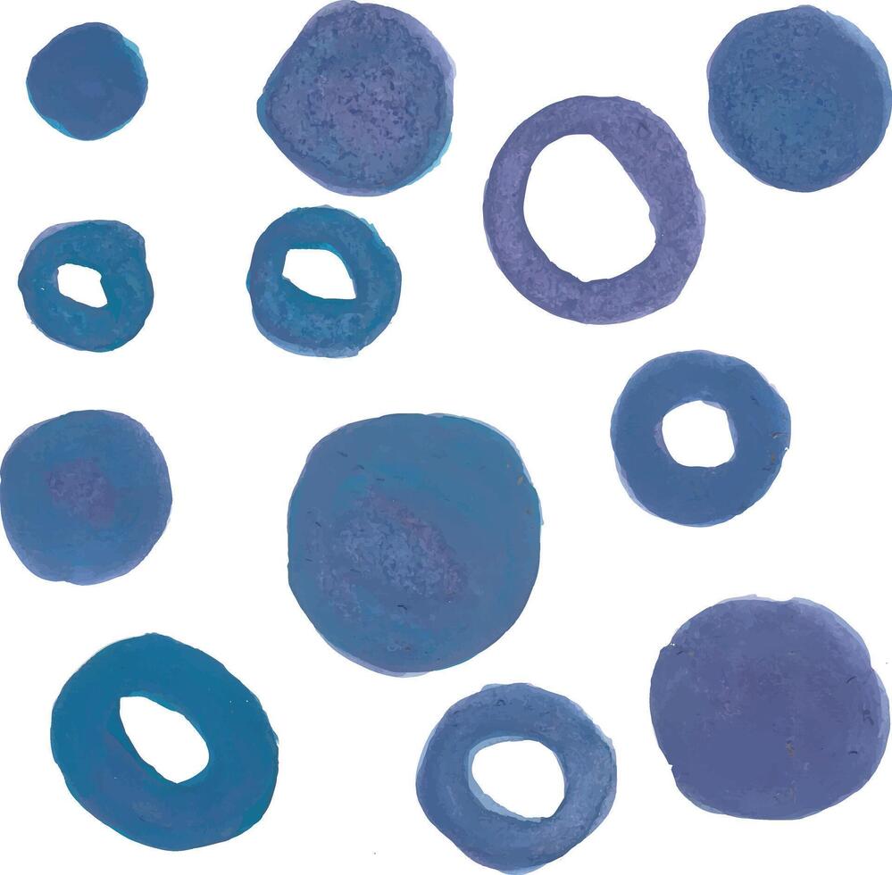 Abstract watercolor circles in shades of blue on white background vector