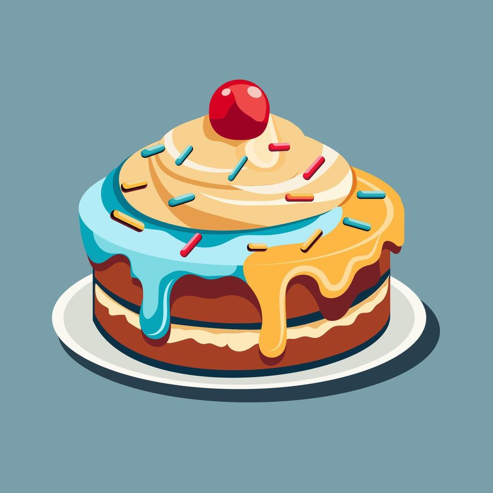Colorful Cartoon Cake design Illustration vector