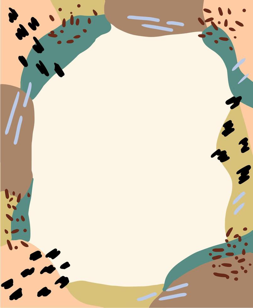 Abstract background with beige, brown, teal and orange shapes. vector