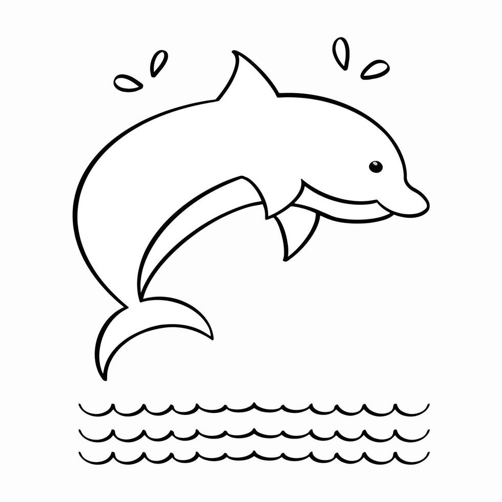Dolphin coloring kids vector