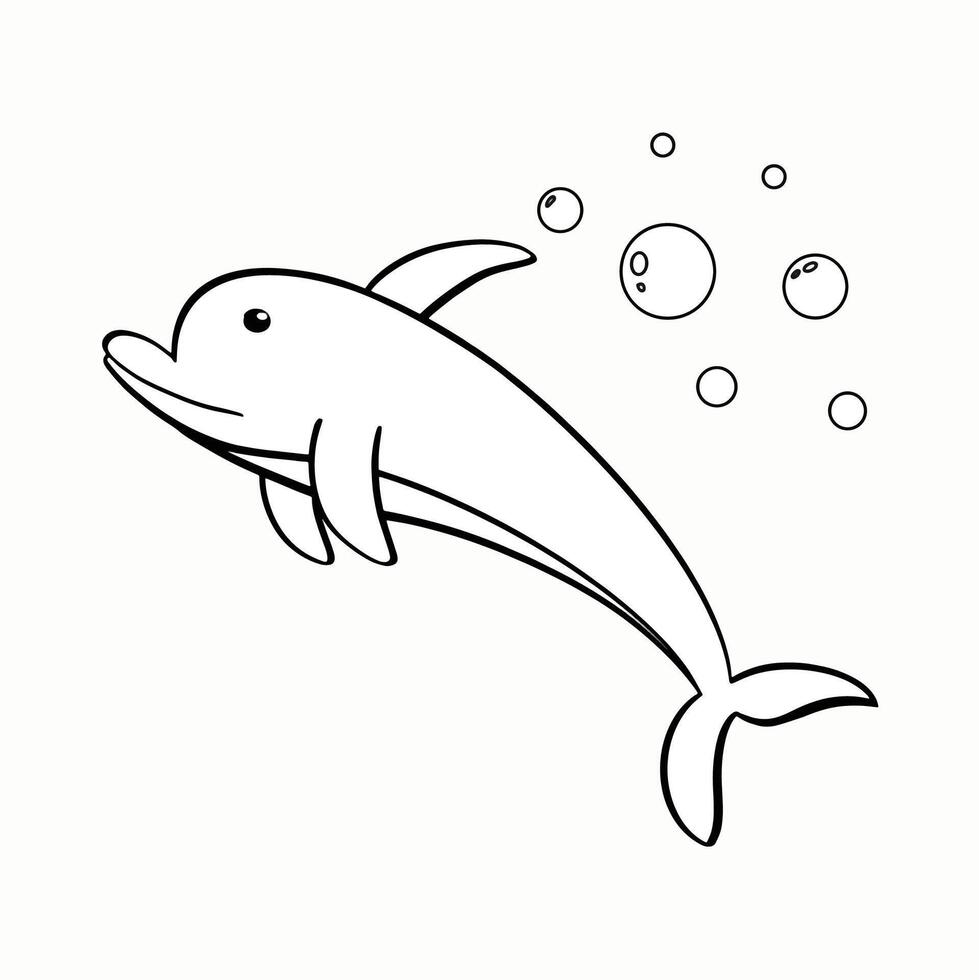 Dolphin coloring page vector