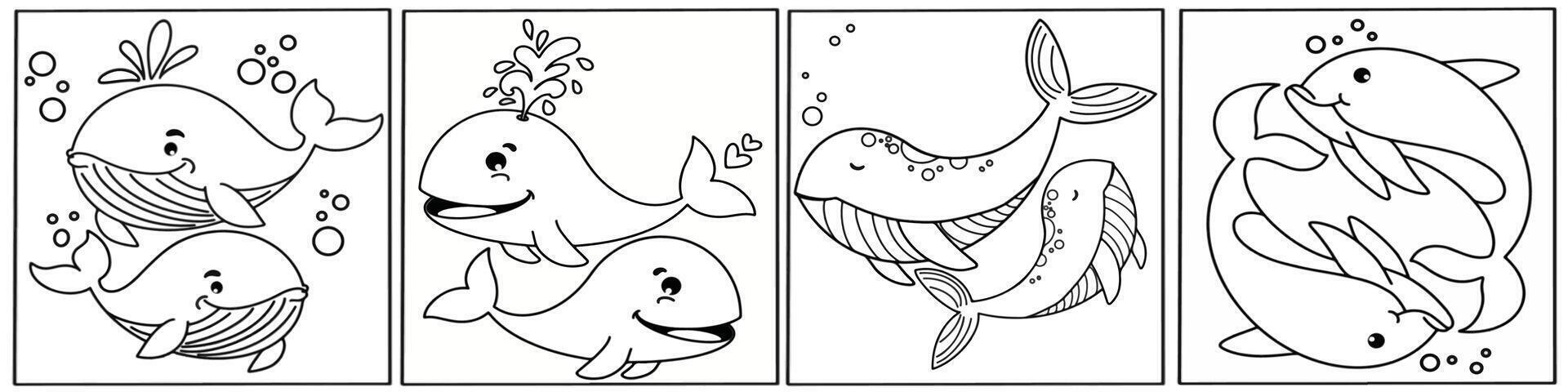 Bundle twin dolphin coloring pages vector