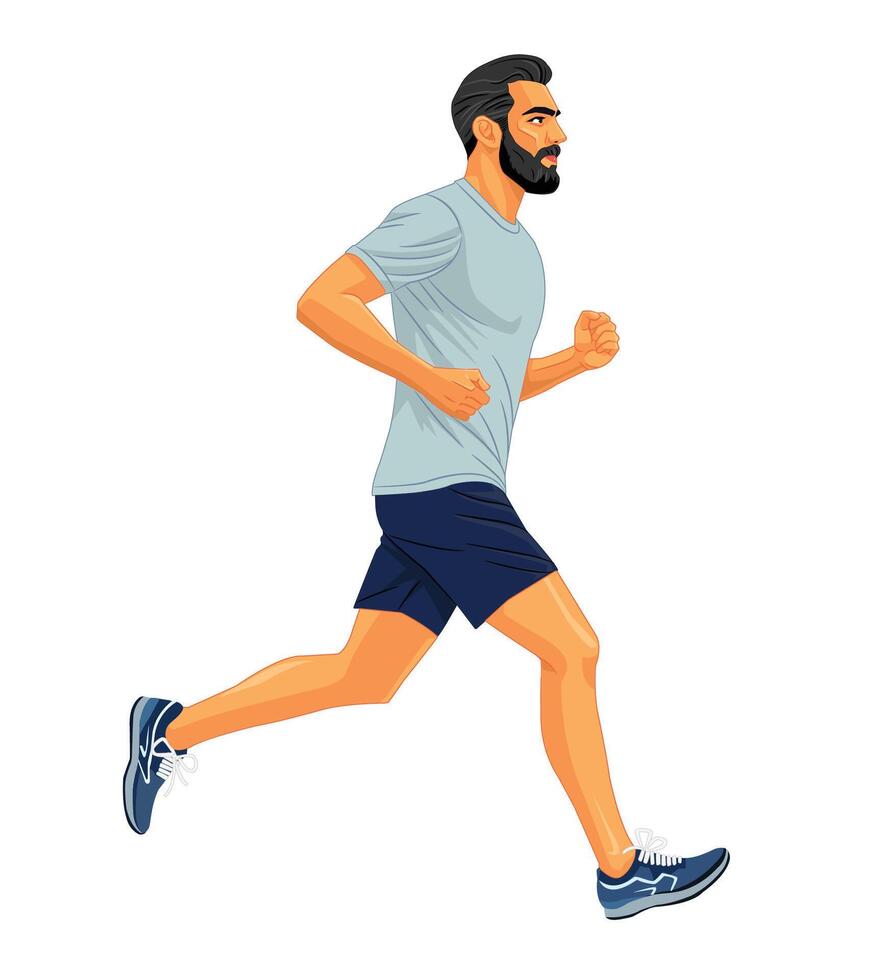 a man exercising running in casual clothes vector