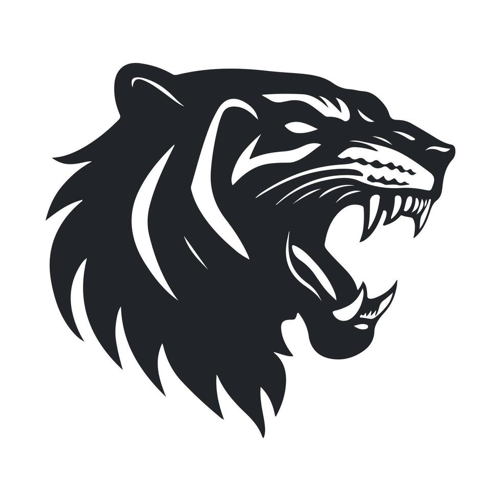 Roaring tiger head silhouette vector