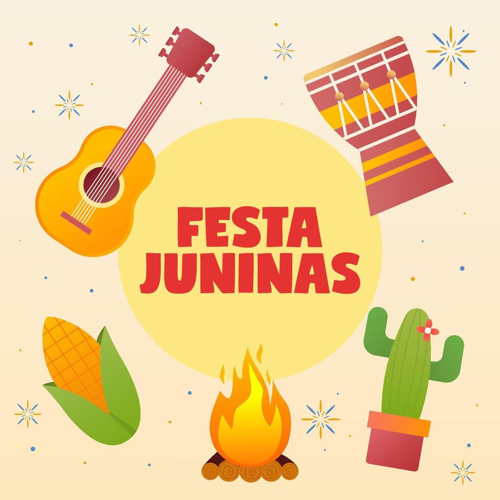 festa juninas illustration concept in gradient style vector