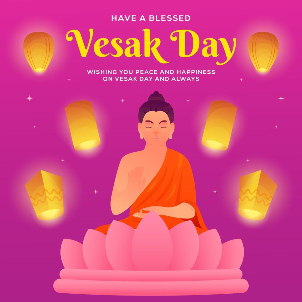 vesak day illustration concept in gradient style design vector
